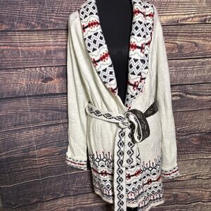 Wrangler Retro Women's XL Southwestern Aztec Longline Belted Wrap Cardigan